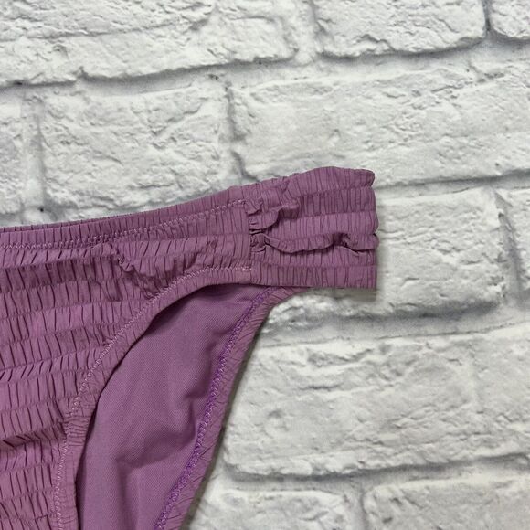 Jessica Simpson Shirred Smocked Bikini Bottom Size M Rose Dust Purple NEW - Picture 3 of 5